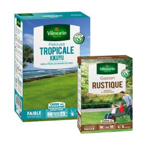 Pelouse Tropicale - Kikuyu - 500 g + Gazon Rustique - 250 g
